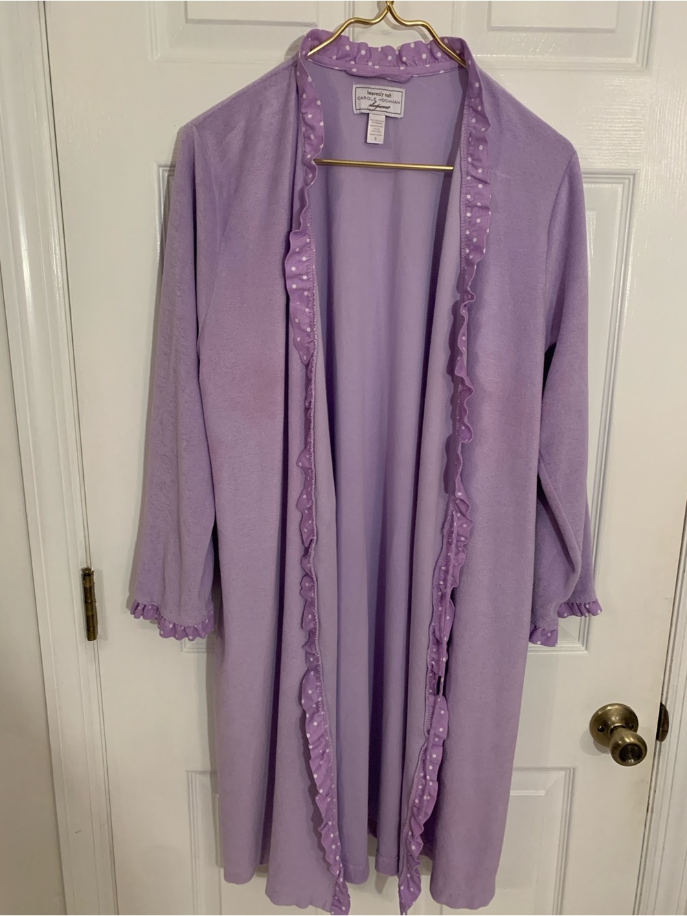 Carole Hochman Sleepwear Purple Polka Dot Robe & Nightgown Set Size Small